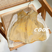 马甲夹棉女童国风拜年服小女孩洋气唐装 25秋冬新款 宝宝过年服唐装