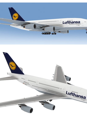 手工制作立体汉莎A380航空飞机