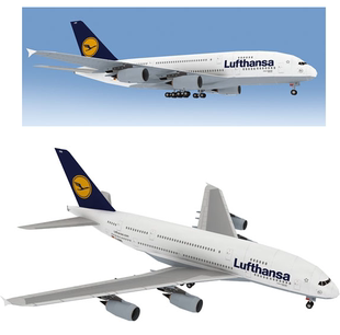 儿童益智DIY手工制作立体德国汉莎A380航空飞机客机3D纸质模型