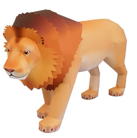 手工制作仿真动物狮子3D纸质模型