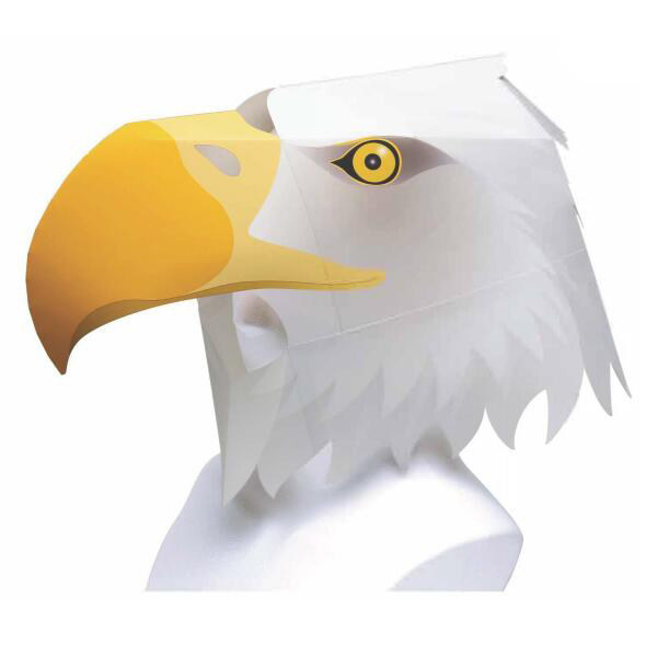 儿童益智diy立体手工制作仿真动物面具老鹰头套头饰3d纸质模型