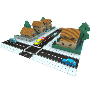 儿童益智DIY立体手工制作3D纸质模型城市社区街道场景建筑纸模型