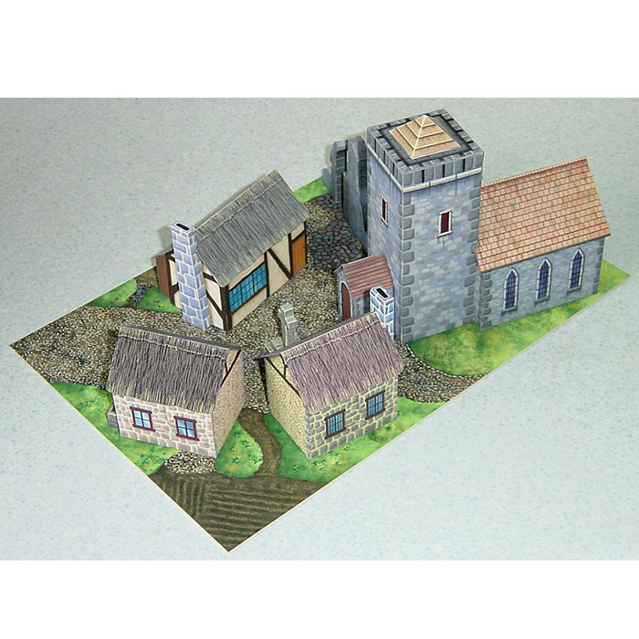 手工制作中世纪城市建筑乡村小镇