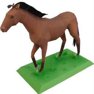 儿童益智手工制作仿真动物马diy立体3D纸模型剪纸折纸纸艺玩具