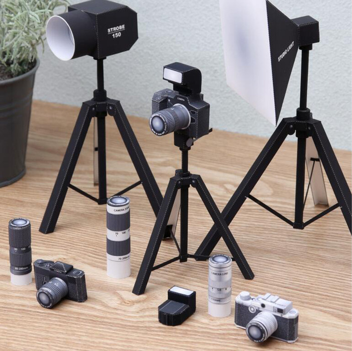 儿童益智diy立体手工制作迷你照相机摄像机摄影棚场景3d纸质模型