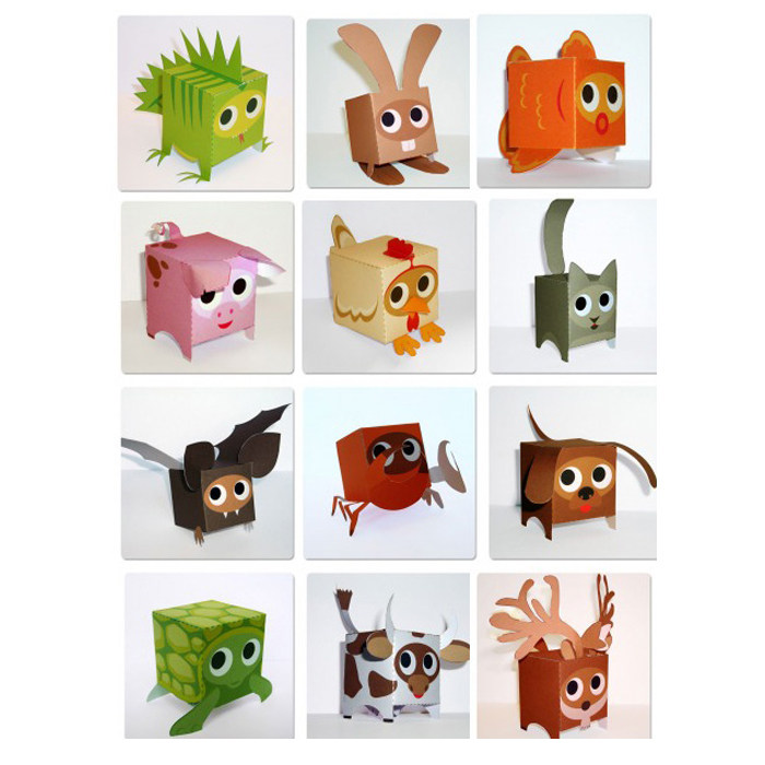 儿童益智diy手工制作卡通纸盒小动物玩偶纸偶3d纸质模型纸艺玩具