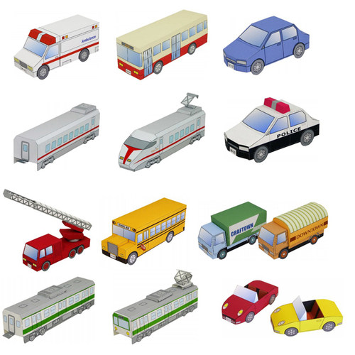 纸手工制作警车救护车消防车校车