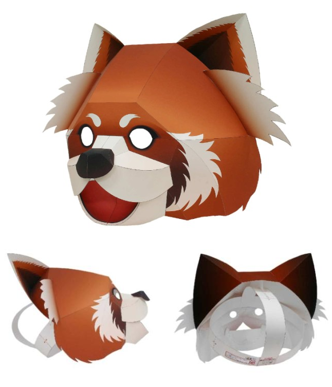 儿童益智diy手工制作卡通动物面具小浣熊面具面罩头饰3d纸质模型