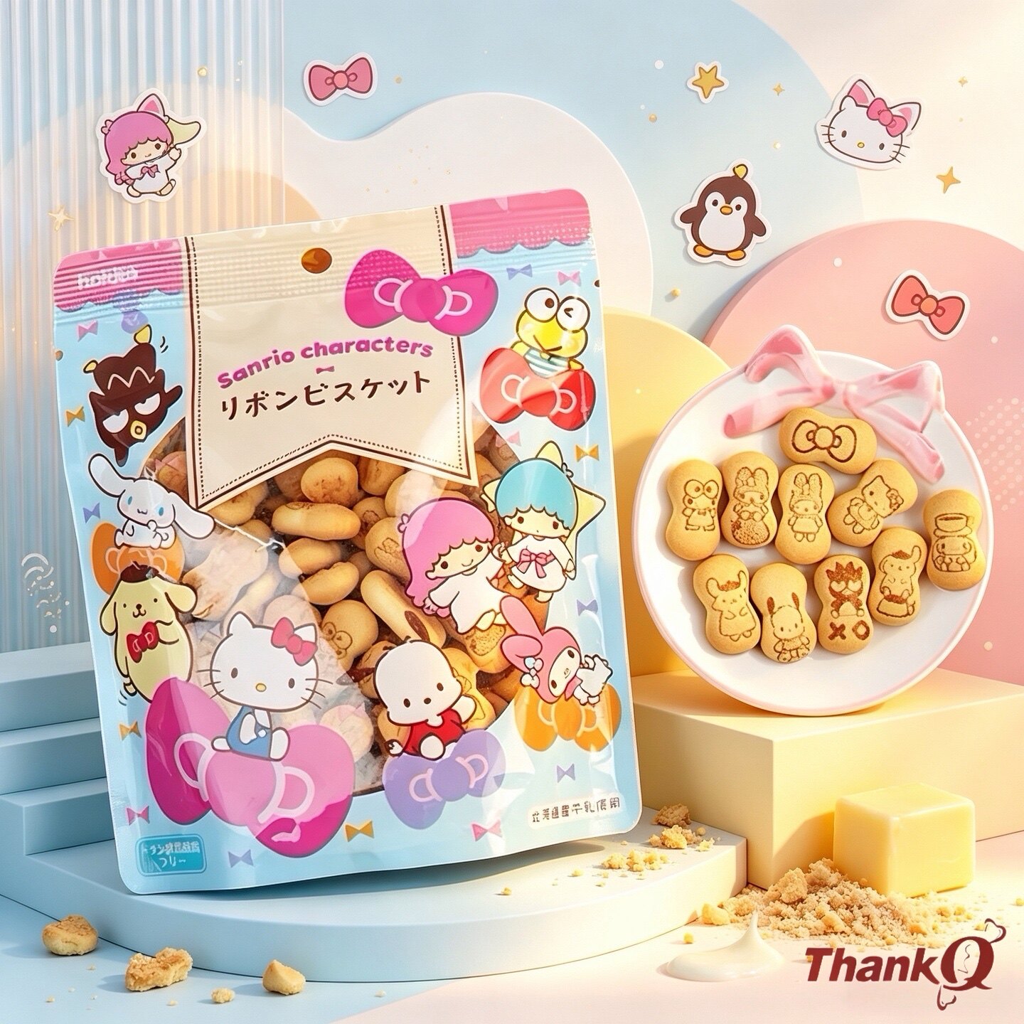 日本进口零食北陆hellokitty三丽鸥联名儿童饼干牛奶味蝴蝶结造型