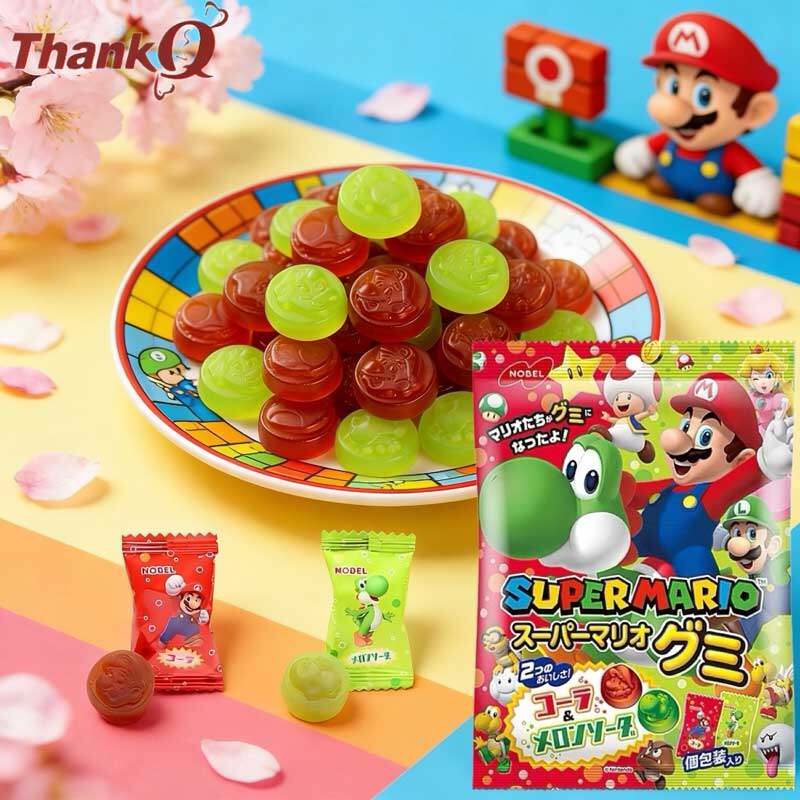 日本进口零食诺贝尔超级马里奥造型可乐味软糖耐嚼橡皮糖袋装QQ糖