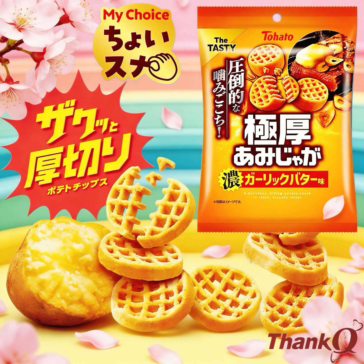 日本进口零食tohato桃哈多极厚薯格黑胡椒味淡盐味厚切网格状薯片