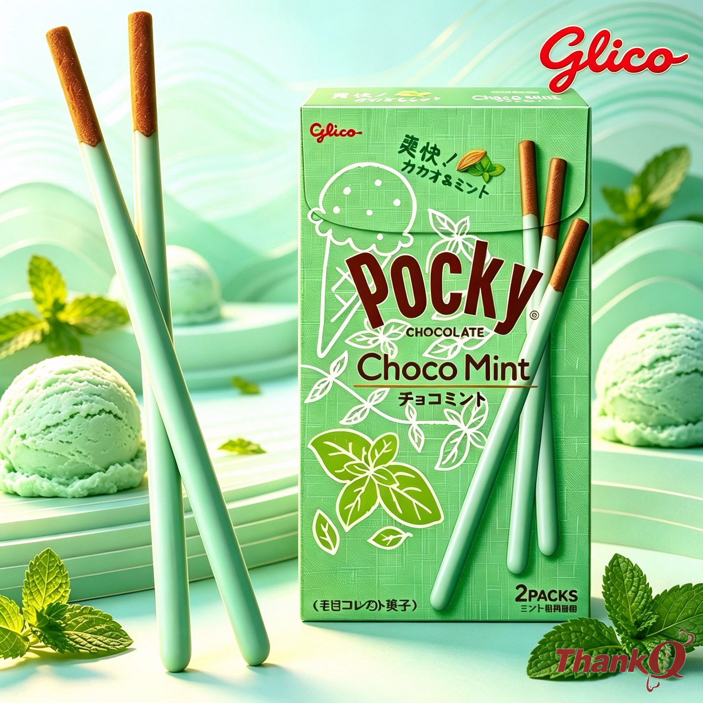 格力高Pocky巧克力薄荷冰淇淋味夹心饼干棒百奇盒装日本进口零食