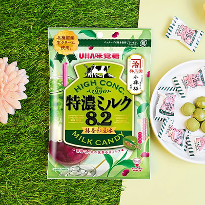 日本进口UHA悠哈特浓8.2抹茶小豆夹心味觉糖北海道牛奶糖果小硬糖