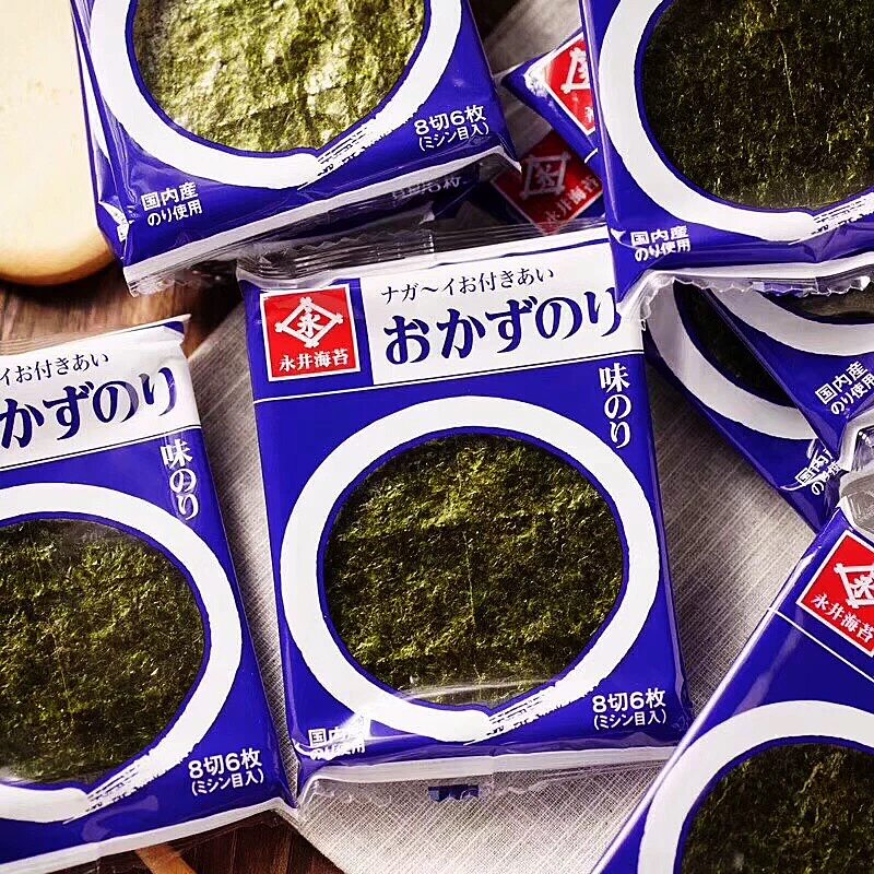 日本进口永井海苔脆片即食低盐寿司紫菜片大片装儿童零食休闲食品