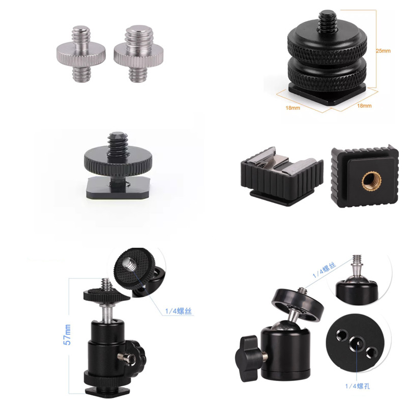 金属热靴支架座1/4螺丝闪光灯云台手机架扩展3/8转换冷靴底座接口