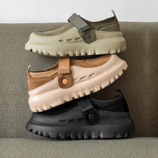 情侣款厚底真皮轻便懒人鞋2025新款运动休闲增高加绒乐福鞋棉鞋潮