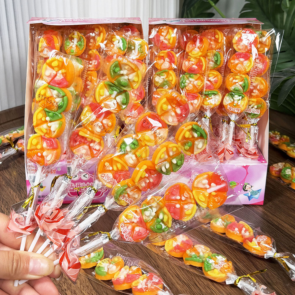 披萨造型软糖串烧棒糖儿童创意网红可爱橡皮糖果零食超市批发摆摊