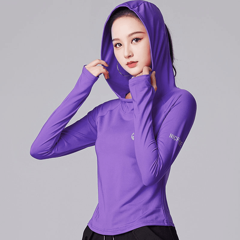 春秋显瘦健身服户外跑步训练速干连帽长袖跳操广场舞跳操运动卫衣