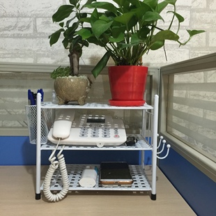 铁艺路由器散热电话机座机架桌面承重置物架A4纸收纳架