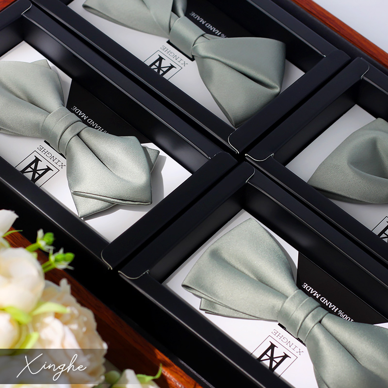 星禾森系灰绿色新郎伴郎婚礼领结