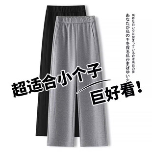 慵懒灰色阔腿裤女春夏款2026新款高腰显瘦直筒卫裤垂感拖地休闲裤