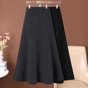 半身裙羊毛呢女春秋2026新款 伞裙子 高腰遮胯a字裙显瘦加绒中长款