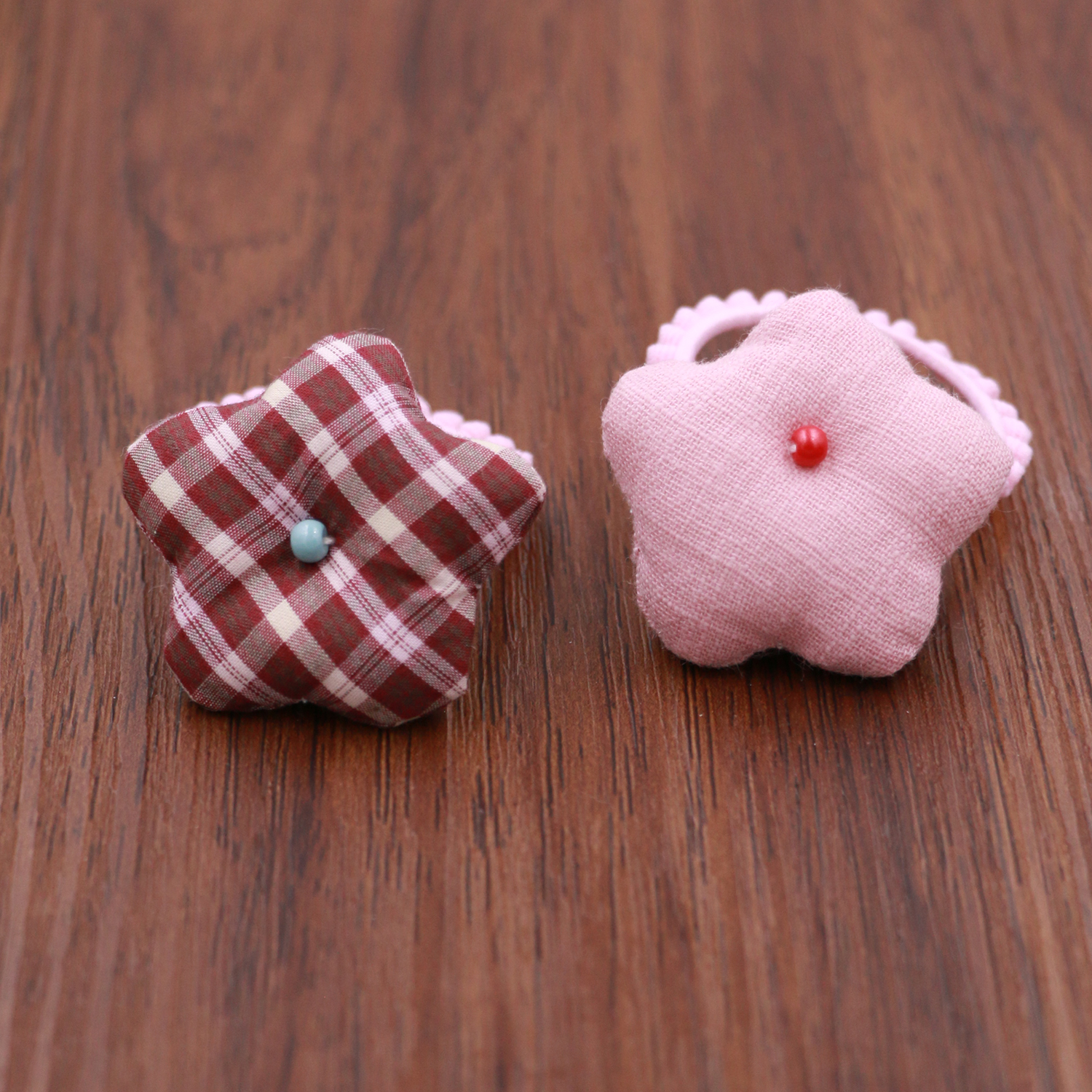 手工布艺五角星发圈女格子纯色发饰儿童发绳橡皮筋女童头绳不勒发