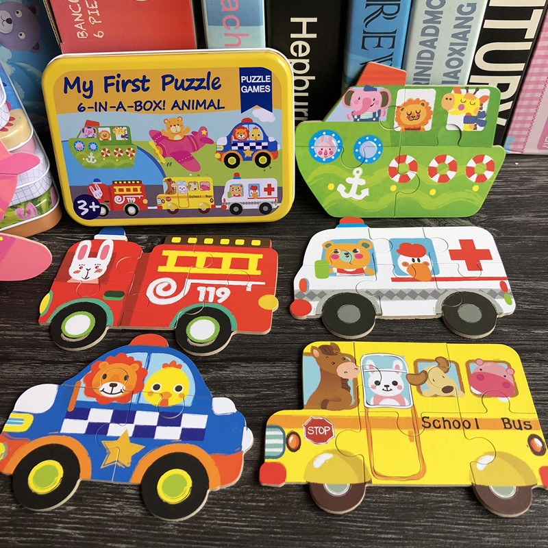 男女孩1-2-3-4-5岁幼儿童大块交通拼图早教益智宝宝拼板玩具积 木