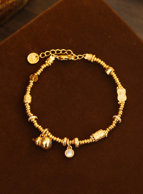 小红书同款古法沙金葫芦转运手链