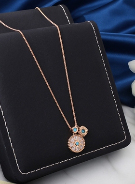 新中式八芒星微镶锆石锁骨项链