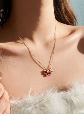 红色小马爱心吊坠项链本命年