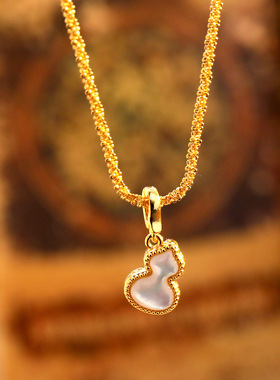 法式红色葫芦贝母吊坠项链气质轻奢精致小众高级感毛衣链颈链女