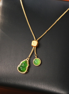 新中式福禄双葫芦好运锁骨链