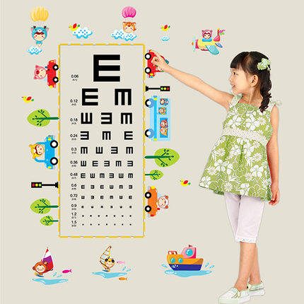 墙贴纸|儿童房卡通身高贴|视力贴乘法表拼音字母表黑板|区域包邮