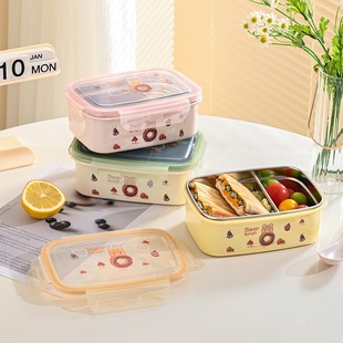 304不锈钢饭盒大容量长方形便当盒单层学生上班族隔热可微波850ml