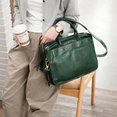 葱木 知识分子复古植鞣多隔层通勤包 大容量手提公文包女士高级感
