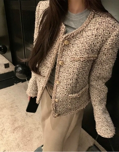 24秋冬新款轻奢设计气质显瘦羊毛粗花呢小香风高级感外套上衣女