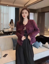 小香风外套女款春秋轻奢高级感气质名媛千金圆领长袖粗花呢短上衣