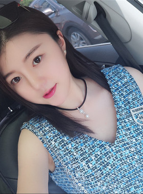 2020夏装新款v领小香风粗花呢收腰A字裙摆背心打底裙女蓝色连衣裙