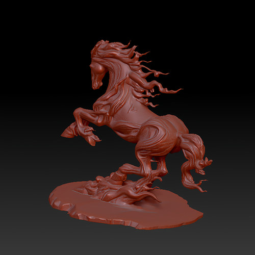 三维图 圆雕图 模型 3D STL 精雕 木雕 雕刻图B奔马雕塑251224