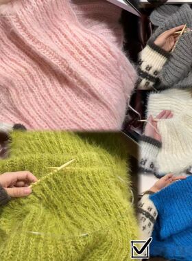 羊毛混纺雪花纱新手款双元宝围巾手工diy棒针编织材料包织围巾.
