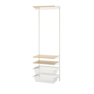 IKEA宜家 博阿克塞 衣柜组合,白色/橡木62x40x201 厘米简约耐用