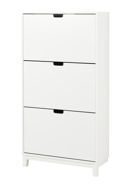 IKEA宜家斯多尔 三门鞋柜，白色，79x29x148 厘米简约收纳柜