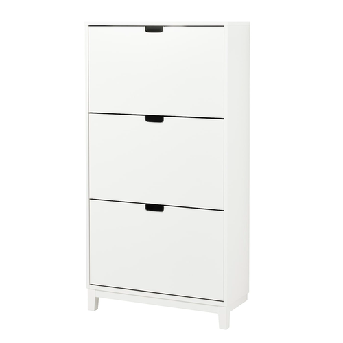IKEA宜家斯多尔 三门鞋柜，白色，79x29x148 厘米简约收纳柜
