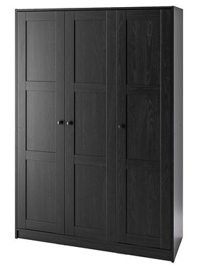 IKEA宜家拉科斯塔德 三门衣柜，黑褐色，117x176 厘米简约现代