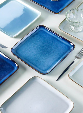 陶瓷方盘西餐厅牛排盘意面盘日式条盘长方形盘小吃盘分格盘子餐具