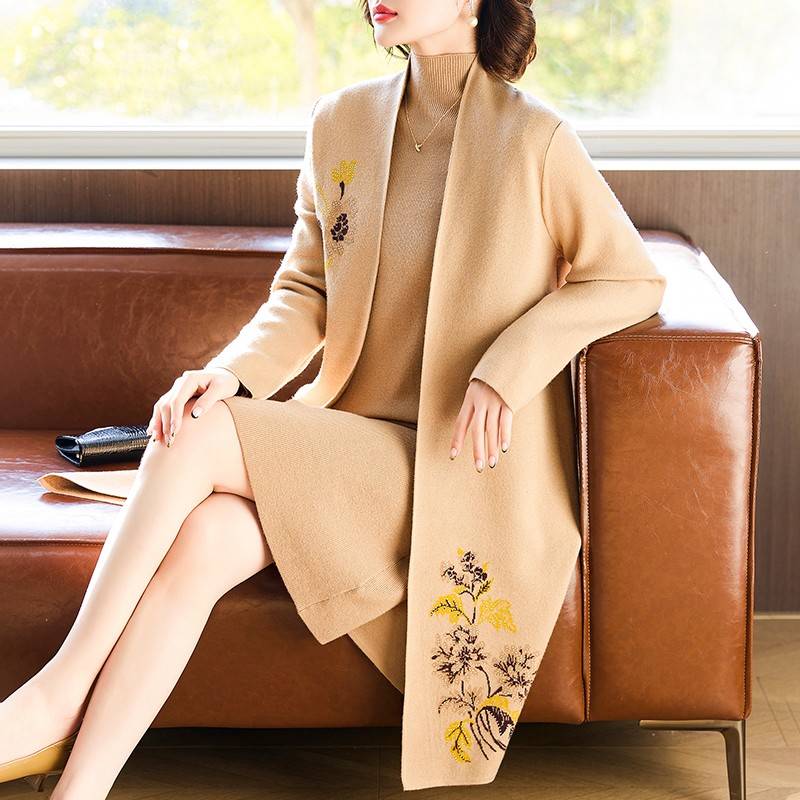 妈妈冬装套装针织连衣裙两件套中老年女喜婆婆婚宴装礼服打底裙子
