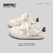 休闲运动板鞋 蓓尔可爱猫猫刺绣女鞋 子 百搭小白鞋 女款 2026春季 新款