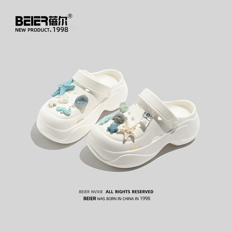 蓓尔2025夏季爆款半拖鞋女洞洞鞋