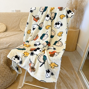 The 加厚办公室午休宿舍保暖学生保暖法兰绒毯 Moment史努比盖毯